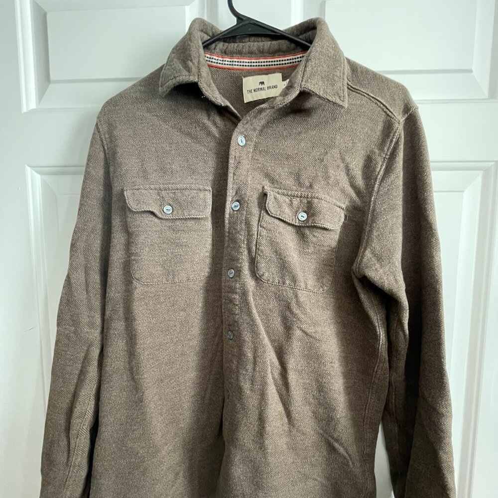 The Normal Brand brown long-sleeve button down casual shirt men's size small